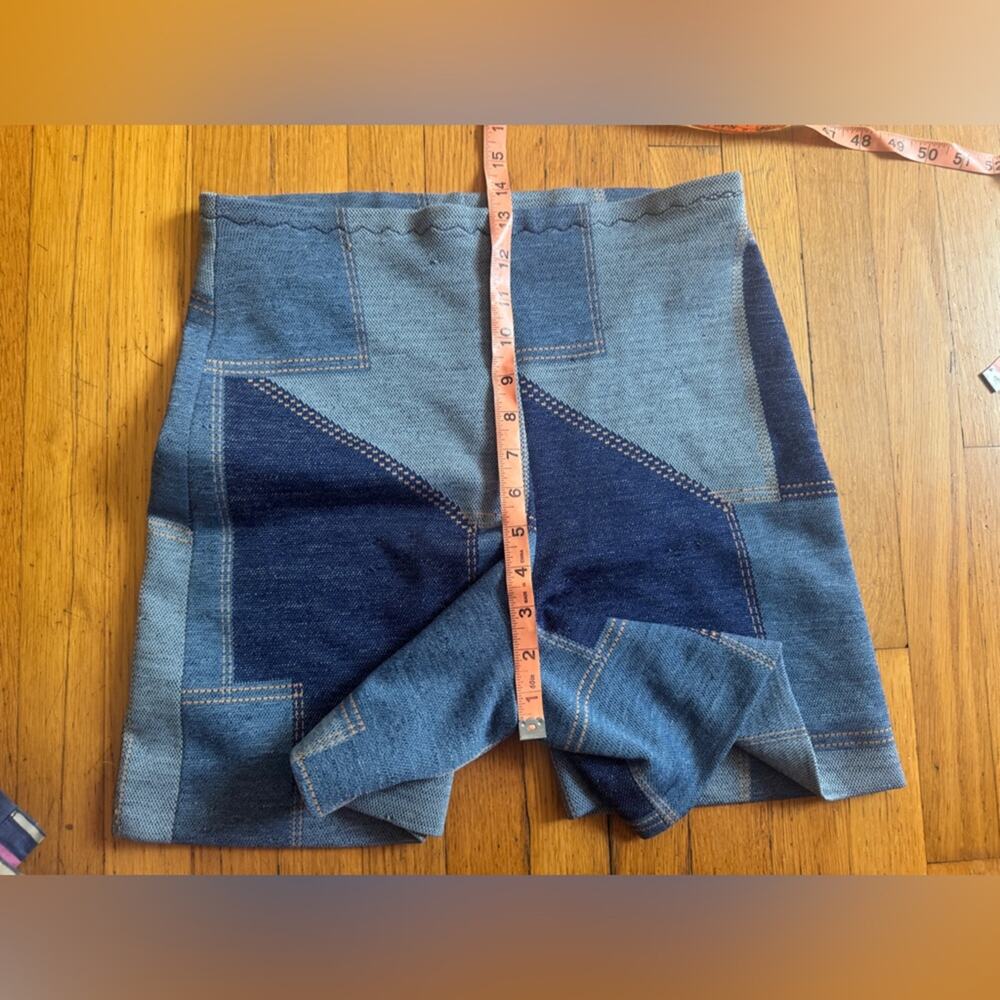 70s Vintage Faux Denim High Waisted Patchwork shorts - Picture 8 of 10